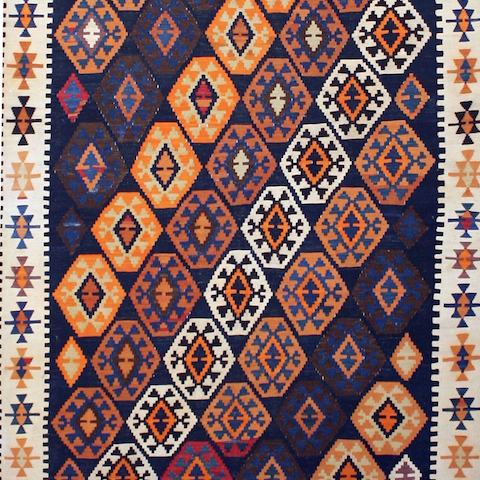 Antique Caucasian Baku Kilim