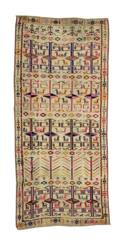 Unusual Caucasian Kilim Jijim with Birds