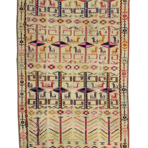 Unusual Caucasian Kilim Jijim with Birds
